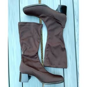 jjill Brown Lycra Cafe Boots SZ 11 S100473